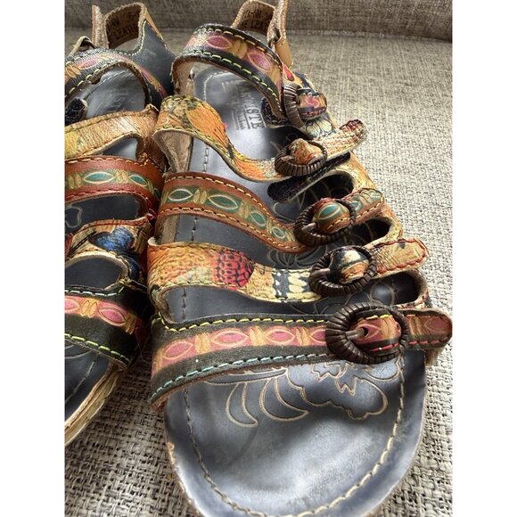 L'ARTISTE Spring Step Butterflies Leather Sandals EU 36 US 5.5-6 Eclectic Artsy - Picture 4 of 12